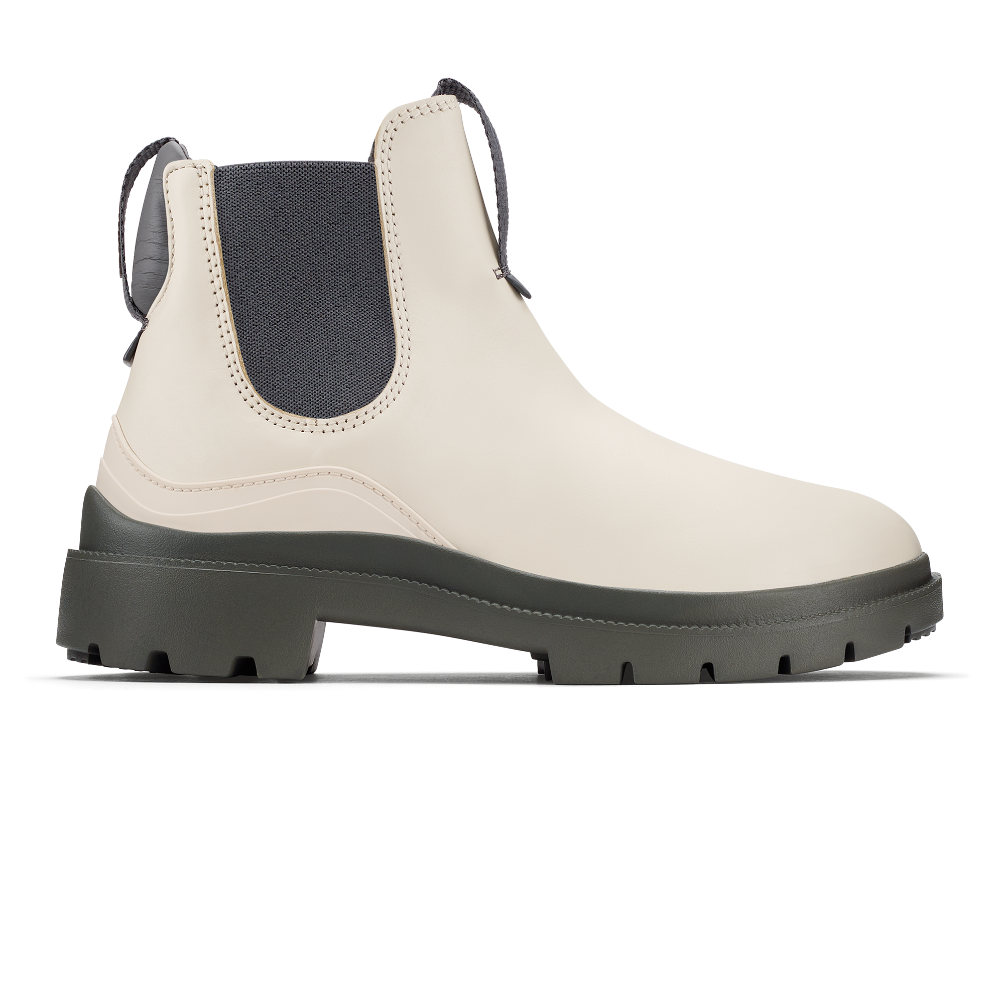 Hehi Women's Waterproof Leather Booties - White Sand / Steel