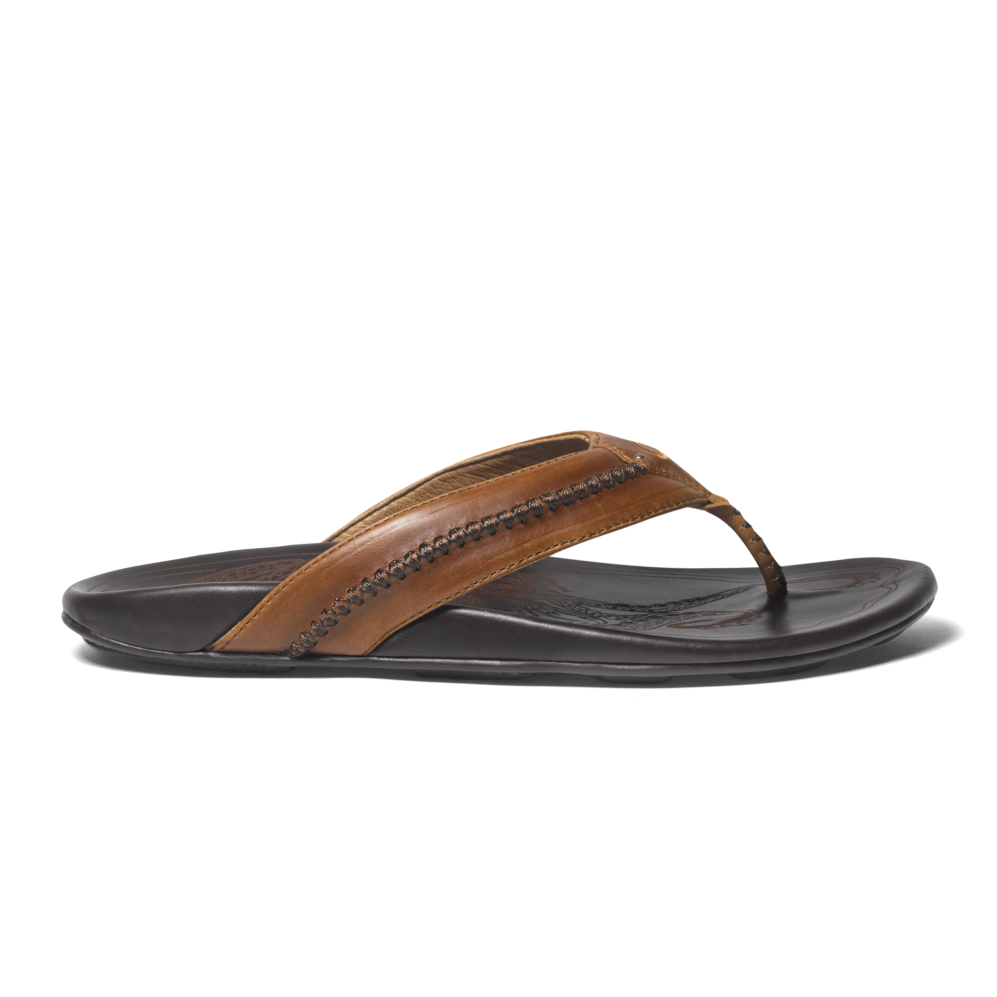 Mea Ola Men's Leather Sandals - Tan / Dark Java