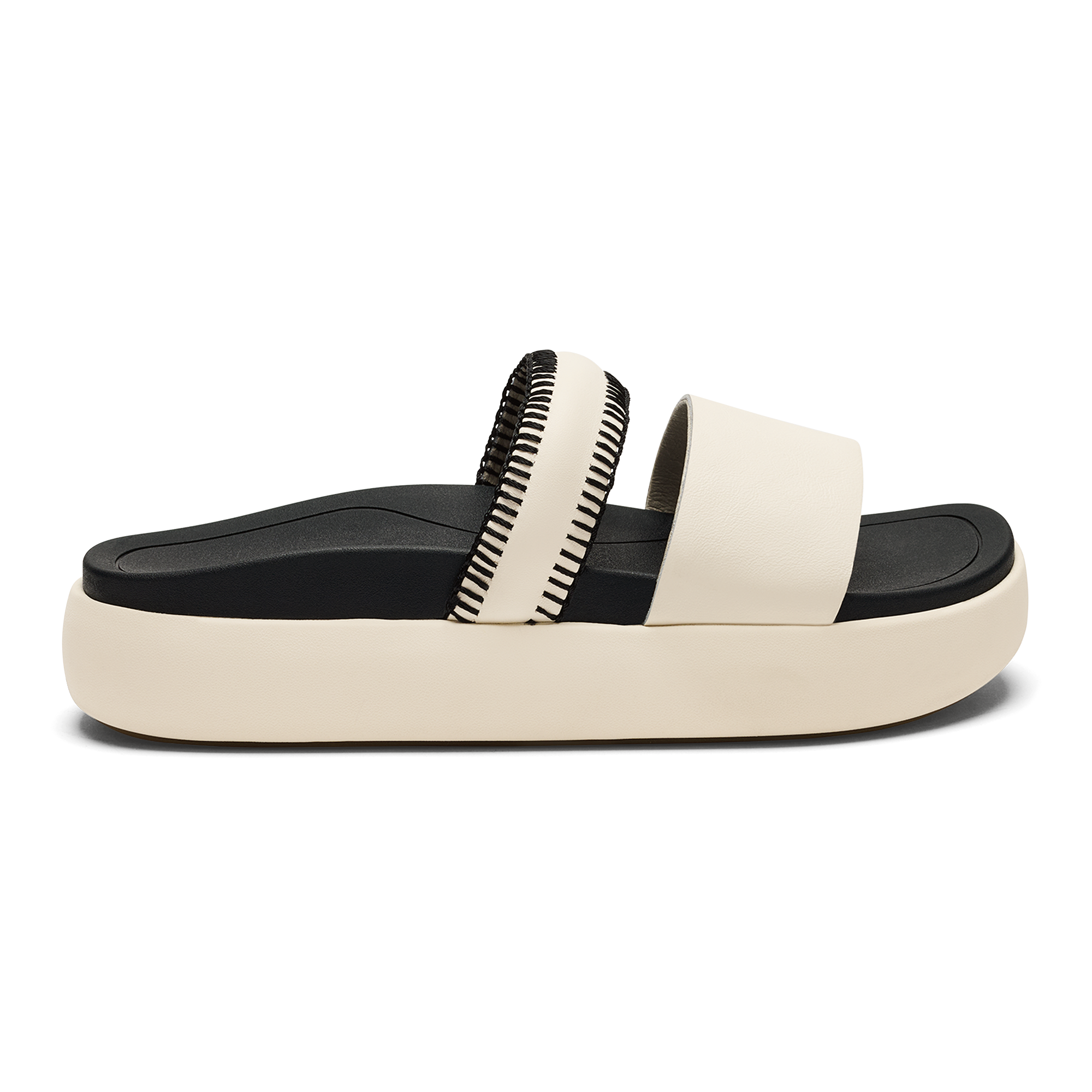Pae Women's Leather Platform Sandals - White Sand / Lava Rock