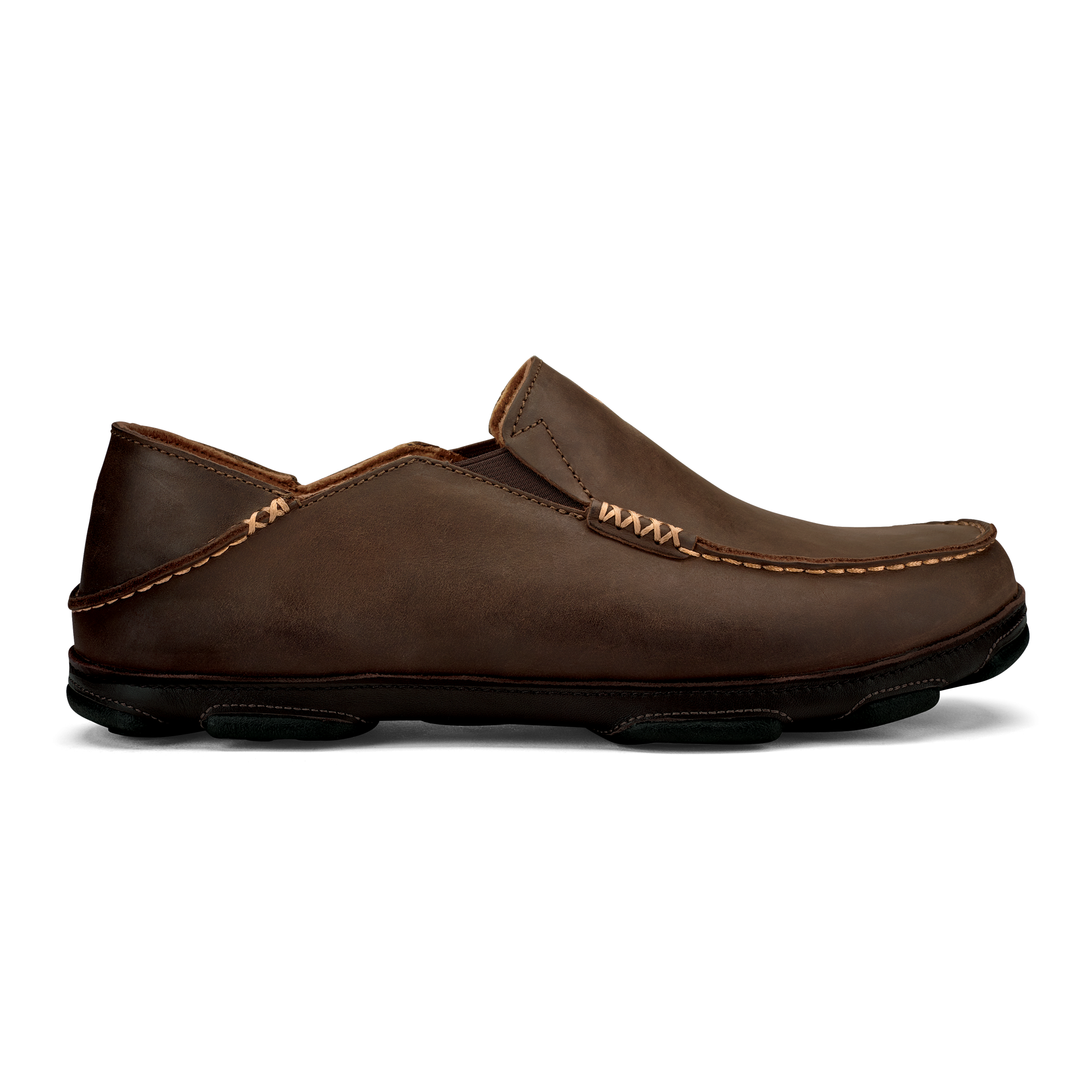 Molo   Men's Leather Slip On Shoes - Dark Wood / Dark Java