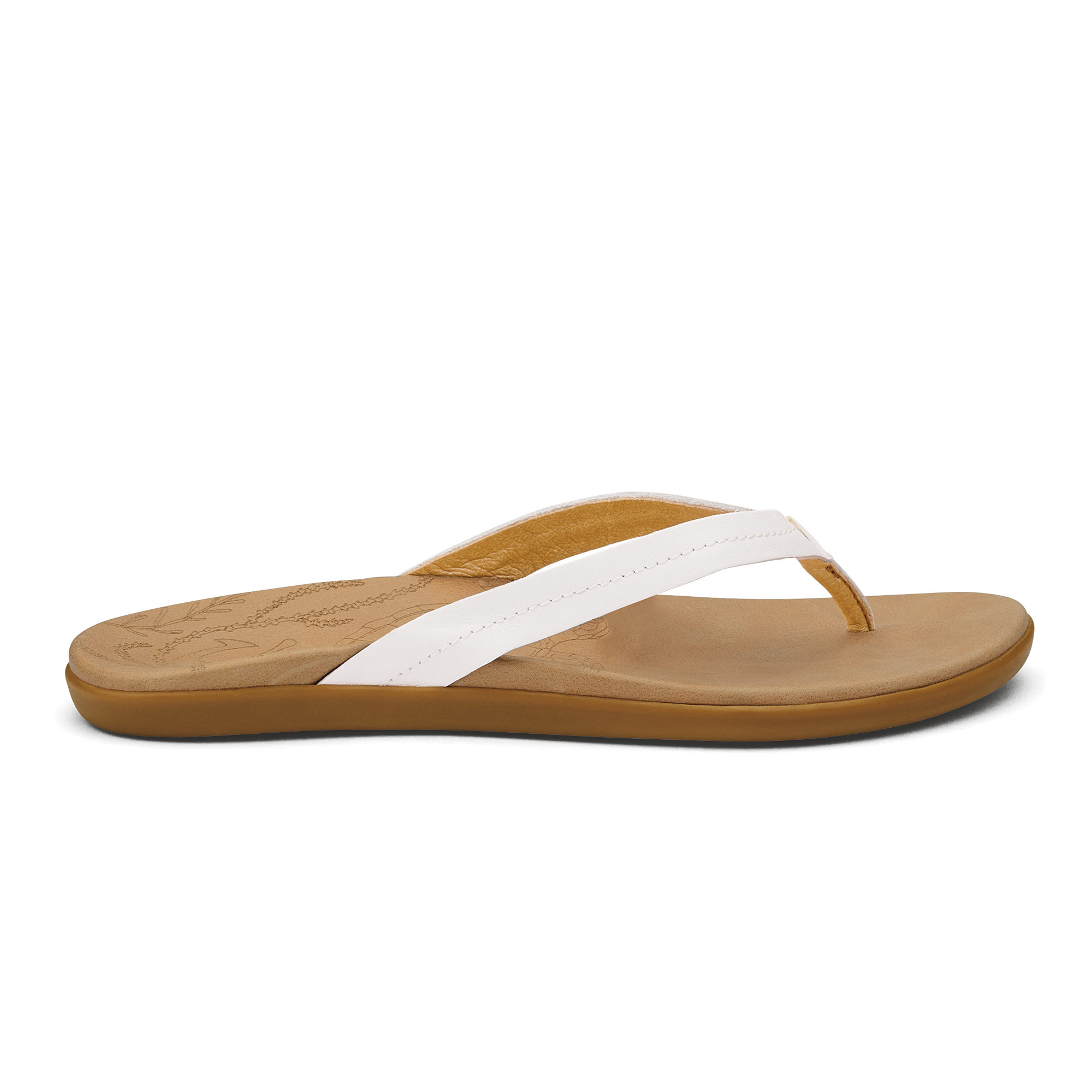 Honu Women's Leather Sandals - Bright White / Golden Sand