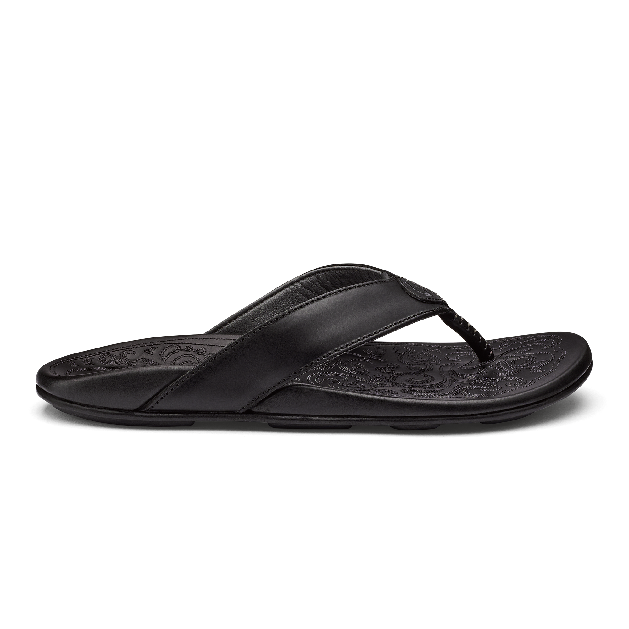 Mekila Men's Full-Grain Leather Beach Sandals - Black