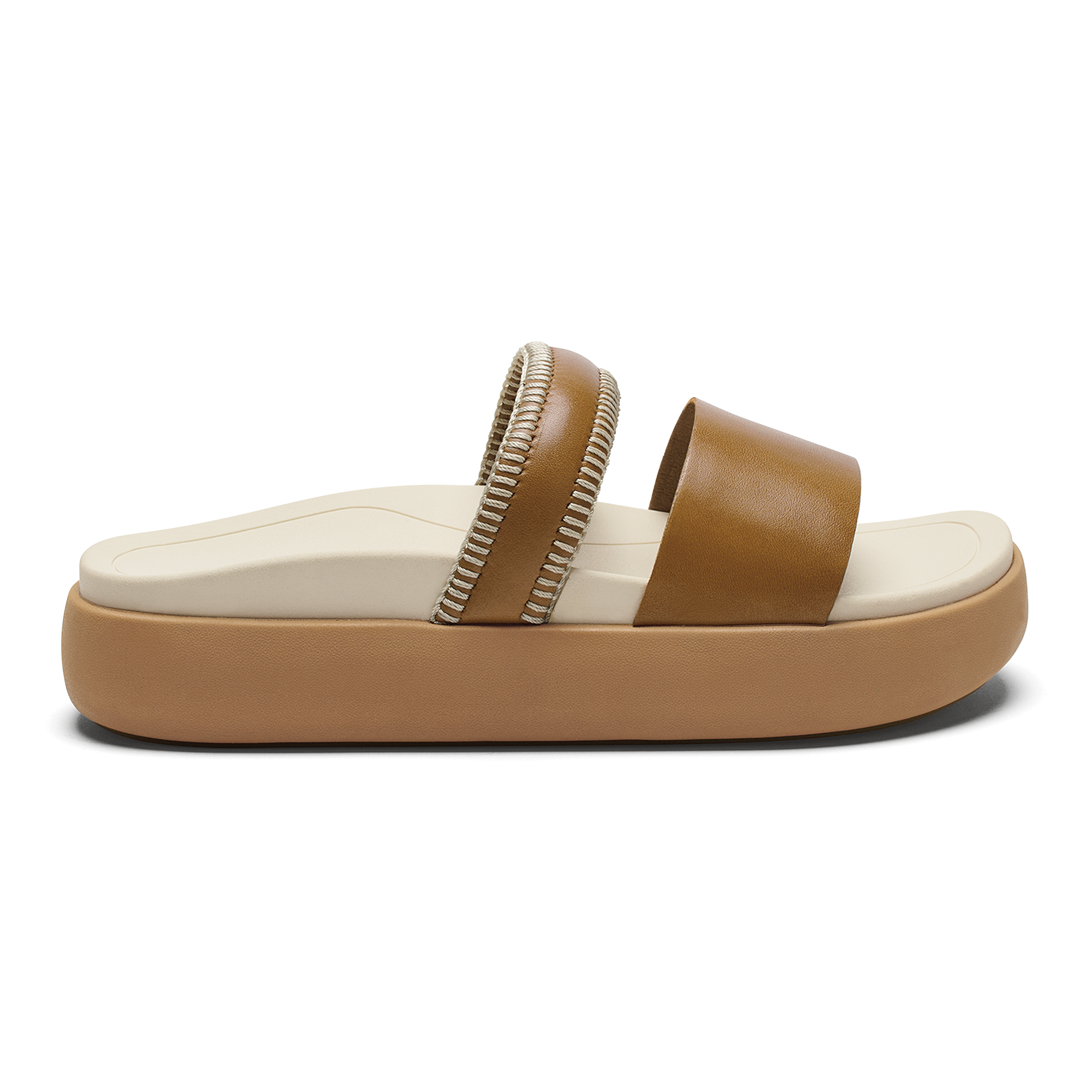 Pae Women's Leather Platform Sandals - Tan / White Sand