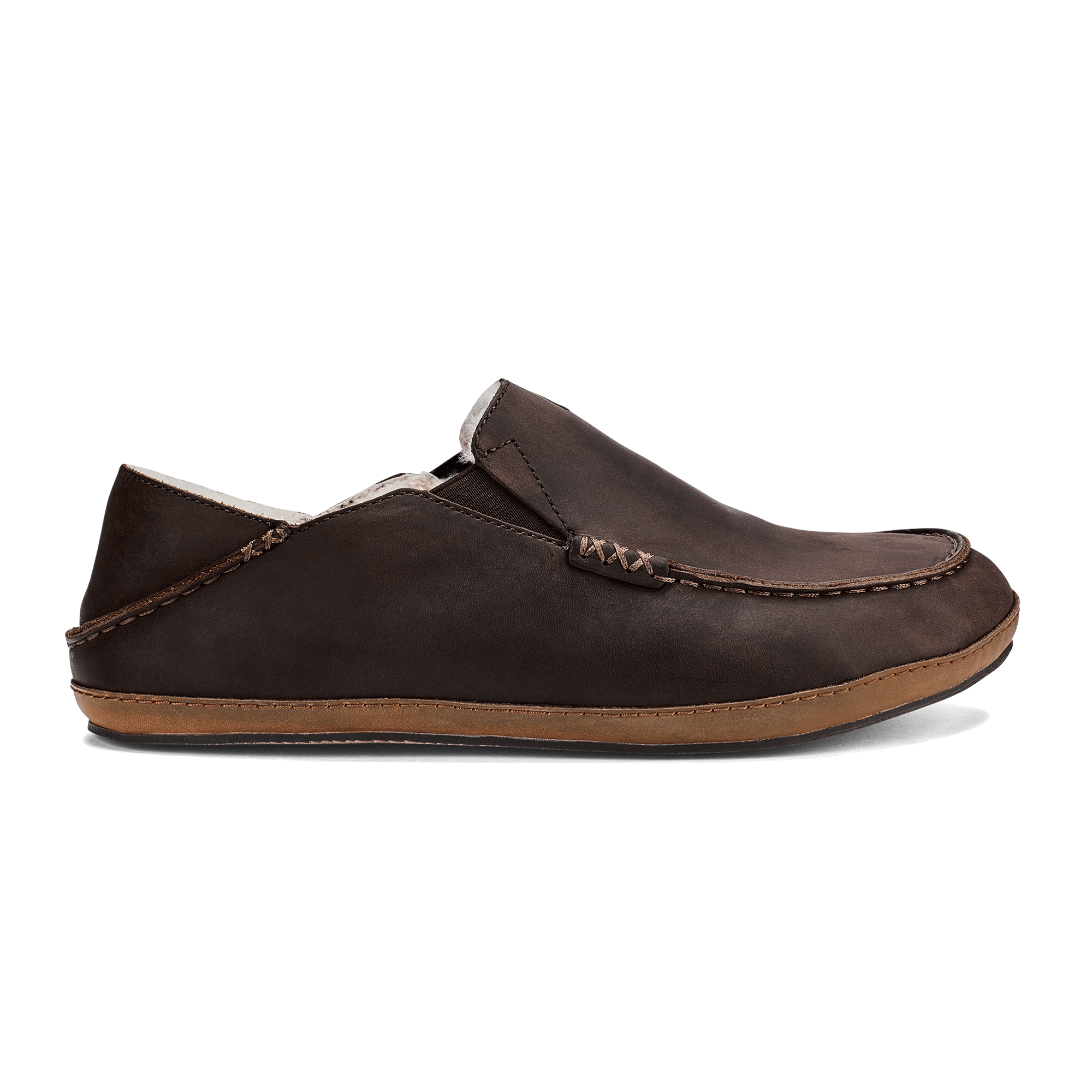 Molo   Men's Nubuck Leather Slippers - Dark Wood